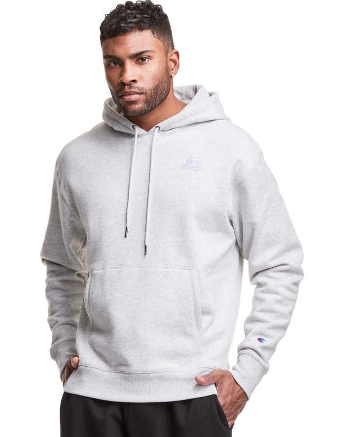 Champion Mens Hoodie NZ - Classic Fleece Embroidered Applique Logo Grey ( 6973-OZEDY )